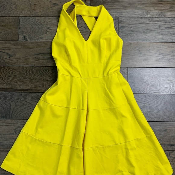yellow halter neck dress